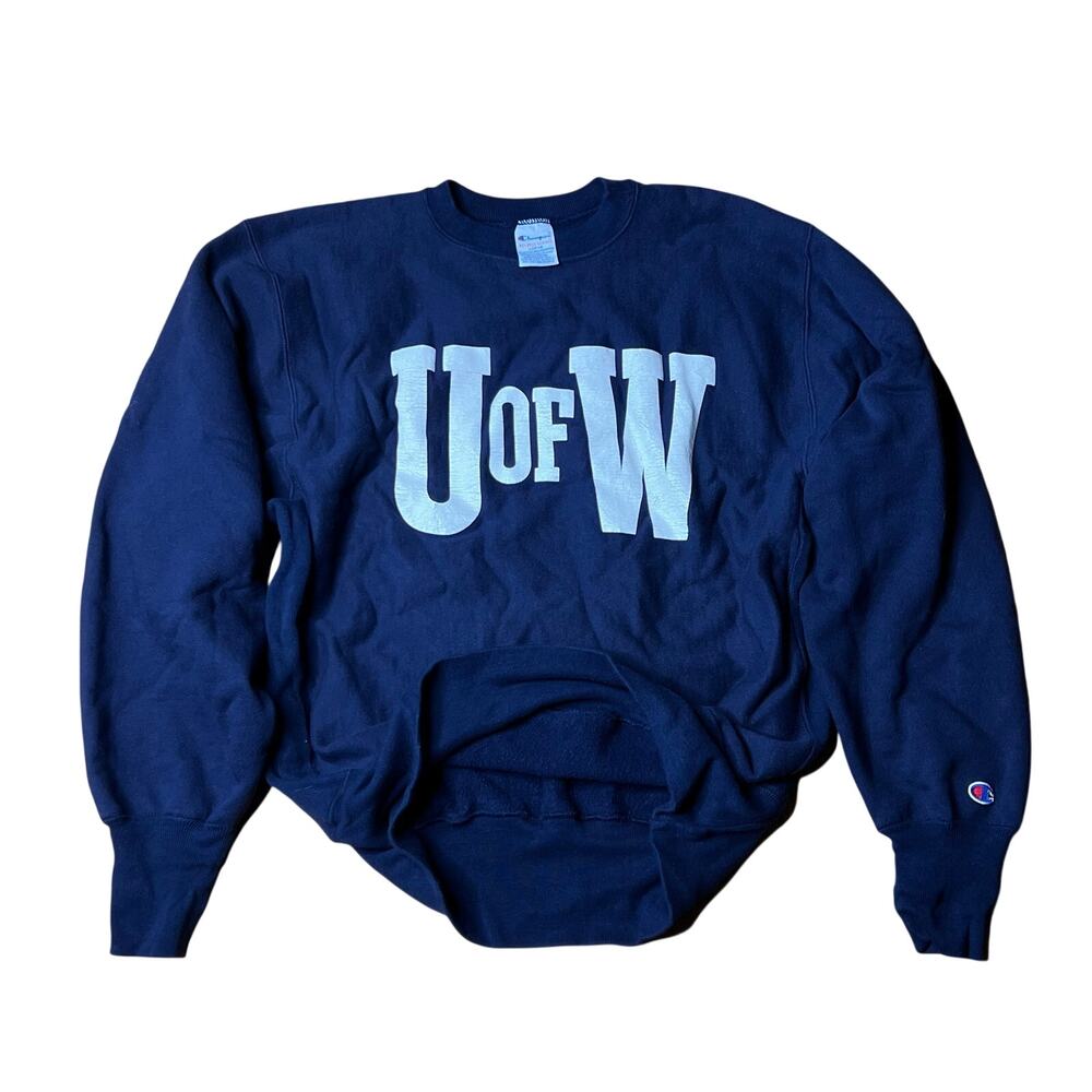 Vtg 90s Champion UW University Of Washington Huskies Reverse Weave Sweatshirt L